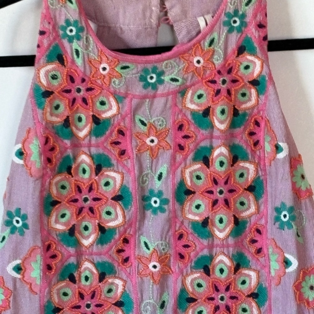 Anthropologie Embroidered & Appliqued Dress - Pink with Multicolor Floral Size 0 - Picture 8 of 12